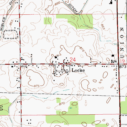 Topographic Map of Locke, IN