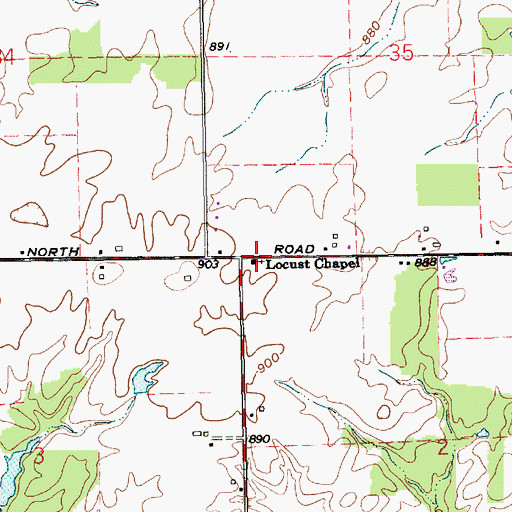 Topographic Map of Locust Chapel, IN