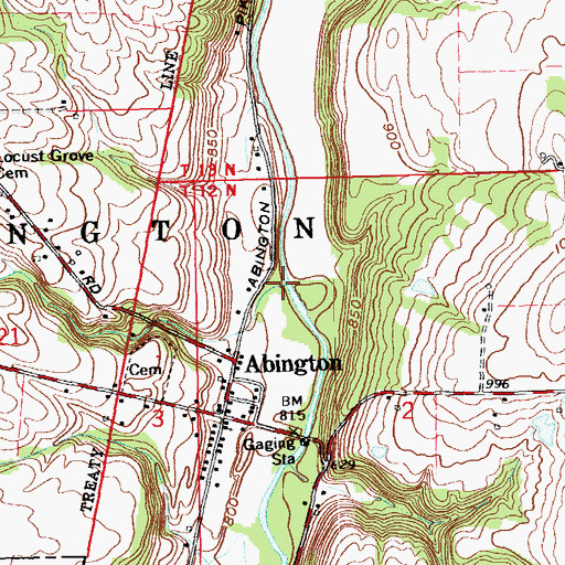 Topographic Map of Locust Creek, IN