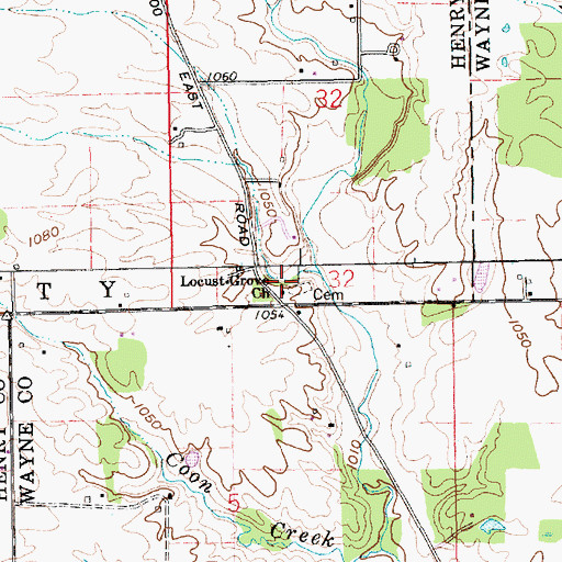 Topographic Map of Locust Grove Church, IN