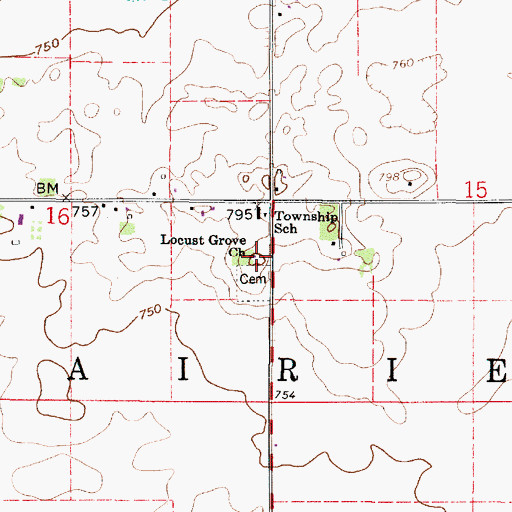 Topographic Map of Locust Grove Church, IN