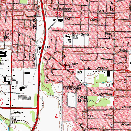 Topographic Map of Lodge School, IN