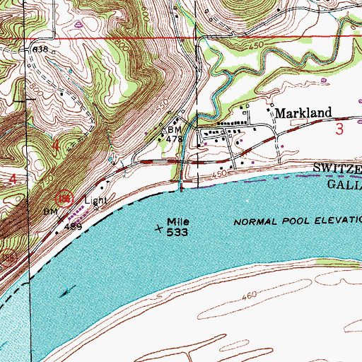 Topographic Map of Log Lick Creek, IN