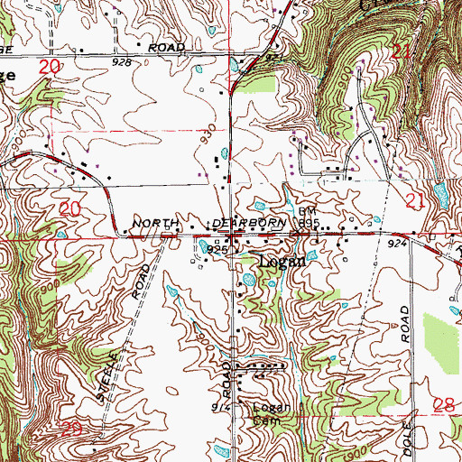 Topographic Map of Logan, IN