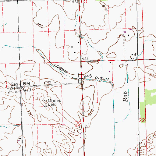 Topographic Map of Logan Nine Hundred Forty-Five Ditch, IN