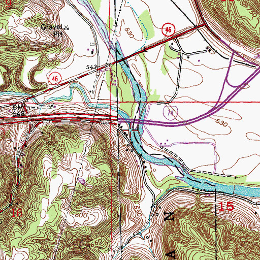 Topographic Map of Logan Creek, IN