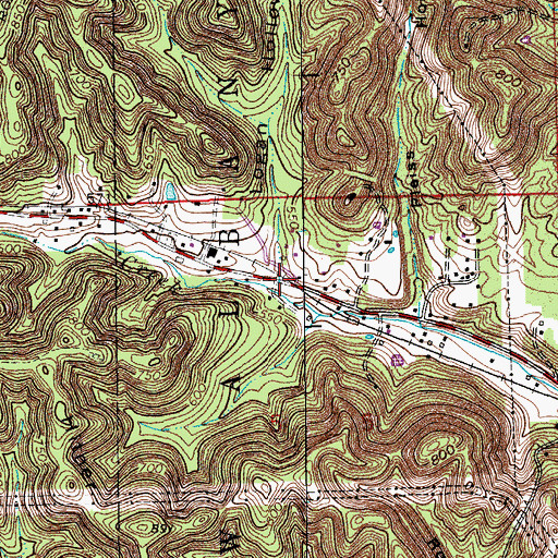 Topographic Map of Logan Hollow, IN