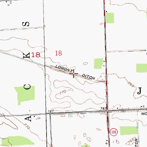 Topographic Map of Lomont Ditch, IN