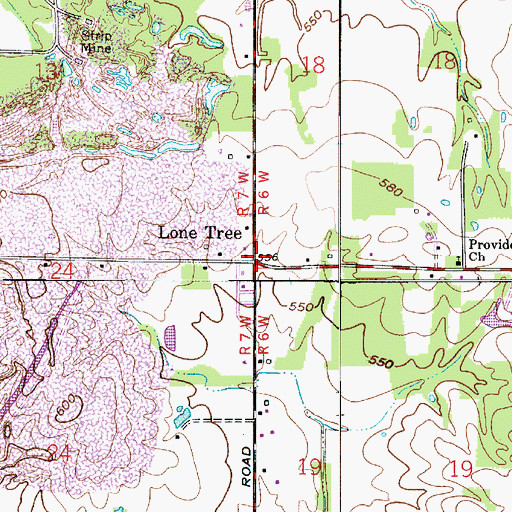 Topographic Map of Lone Tree, IN