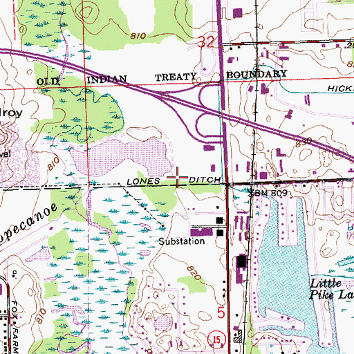 Topographic Map of Lones Ditch, IN