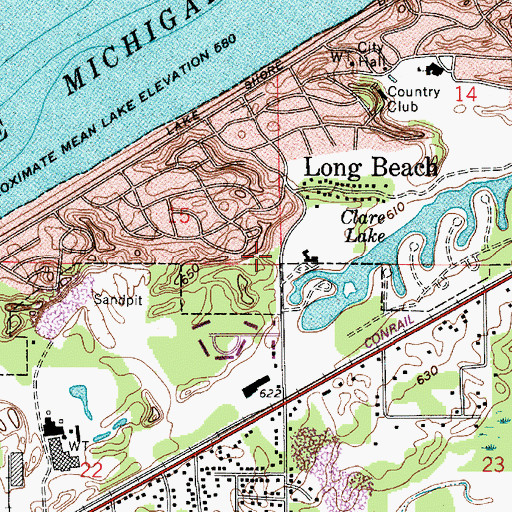 Topographic Map of Long Beach, IN