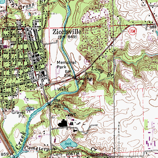 Topographic Map of Long Branch, IN