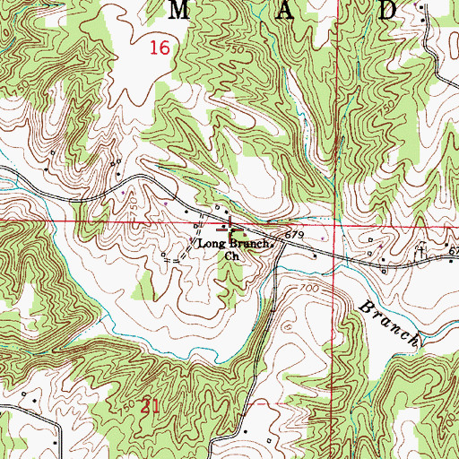 Topographic Map of Long Branch Church, IN