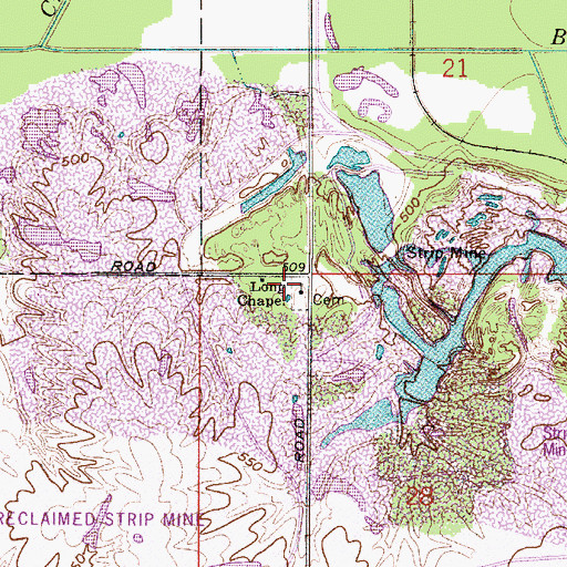 Topographic Map of Long Chapel, IN