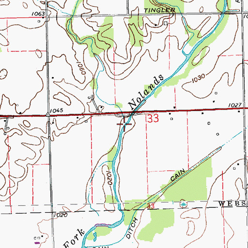 Topographic Map of Long Creek, IN