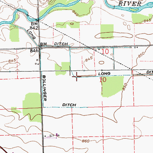 Topographic Map of Long Ditch, IN