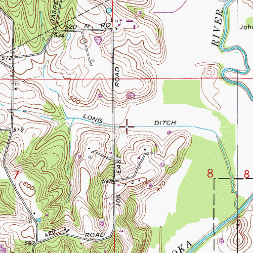 Topographic Map of Long Ditch, IN