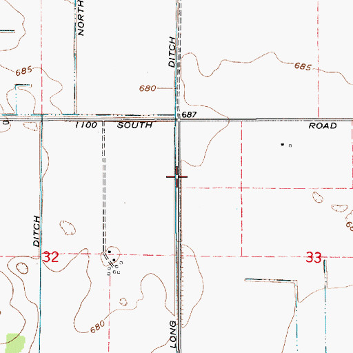 Topographic Map of Long Ditch, IN