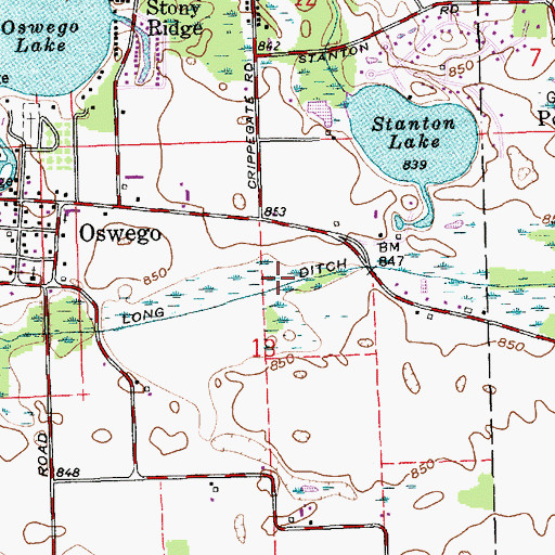 Topographic Map of Long Ditch, IN