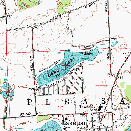 Topographic Map of Long Lake, IN