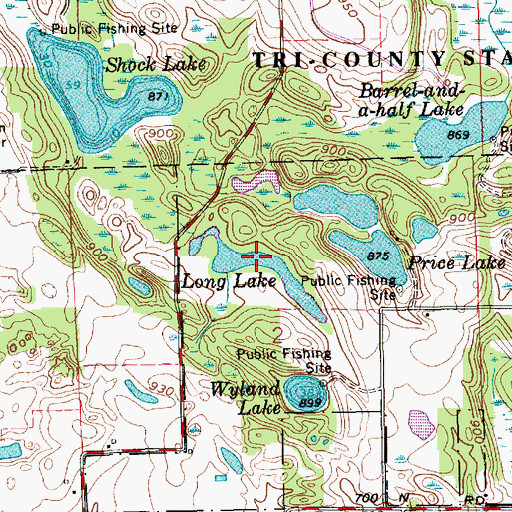 Topographic Map of Long Lake, IN