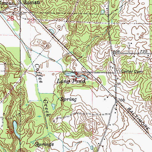 Topographic Map of Long Pond, IN