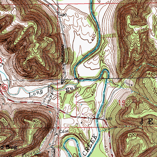 Topographic Map of Long Run, IN