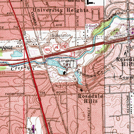 Topographic Map of Longacre Park, IN