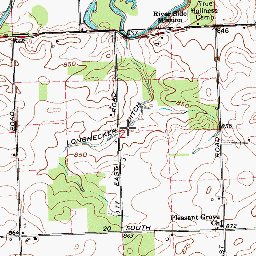 Topographic Map of Longnecker Ditch, IN