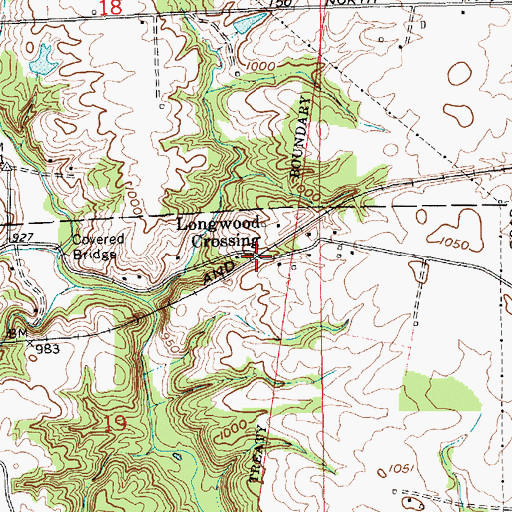 Topographic Map of Longwood Crossing, IN