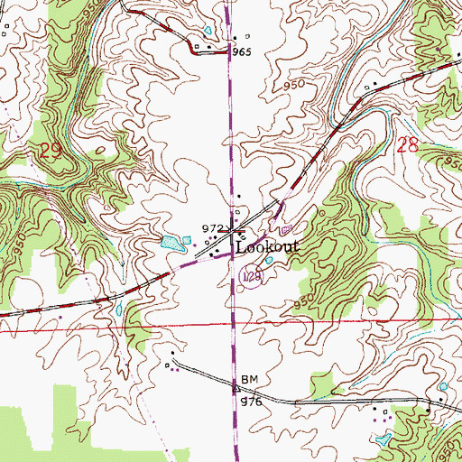 Topographic Map of Lookout, IN