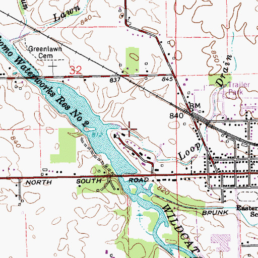 Topographic Map of Loop Drain, IN