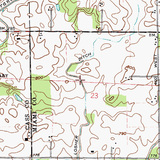 Topographic Map of Losher Ditch, IN