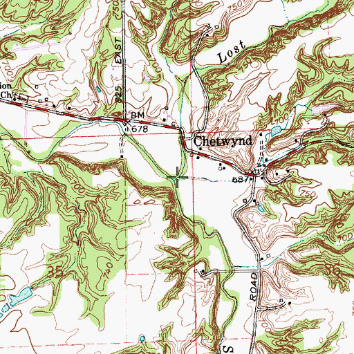 Topographic Map of Lost Creek, IN