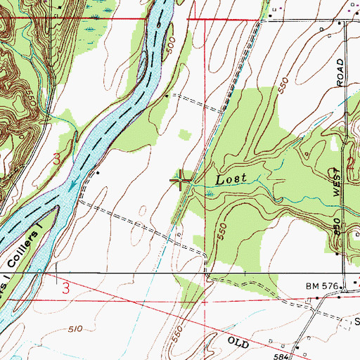 Topographic Map of Lost Creek, IN
