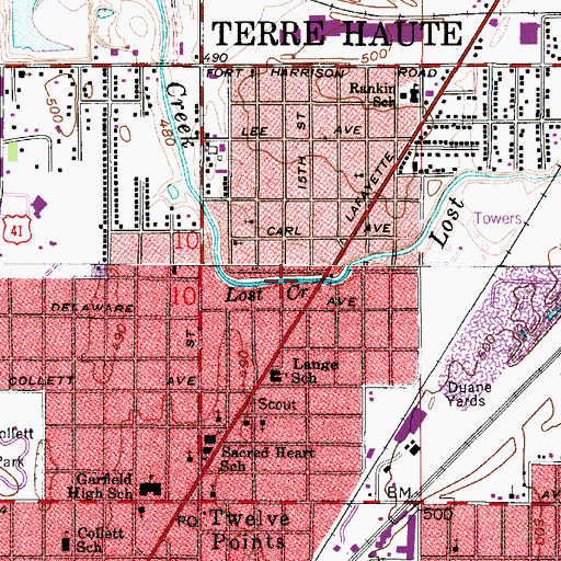 Topographic Map of Lost Creek, IN