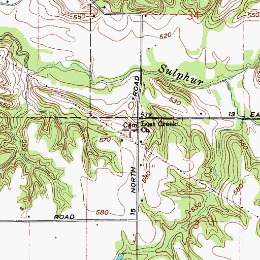 Topographic Map of Lost Creek Church, IN