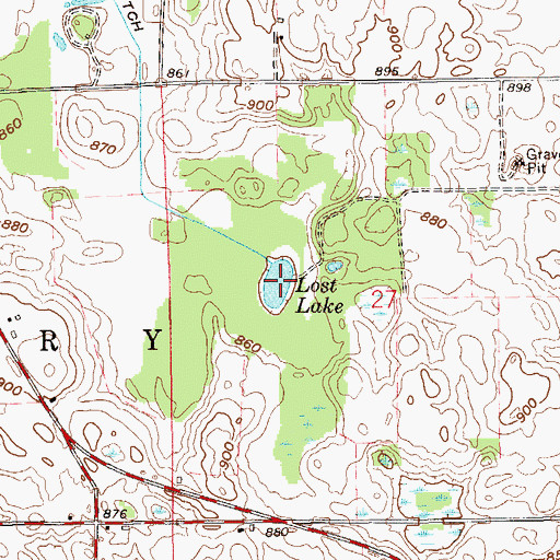 Topographic Map of Lost Lake, IN