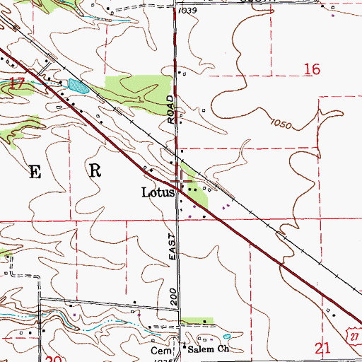 Topographic Map of Lotus, IN