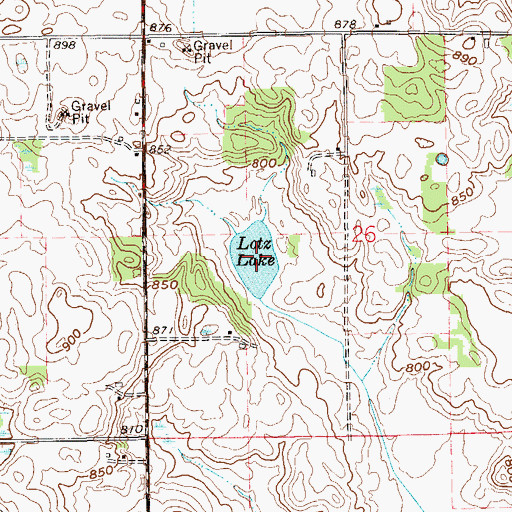 Topographic Map of Lotz Lake, IN