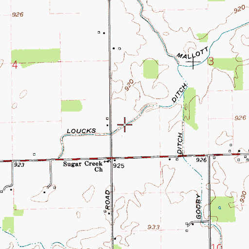 Topographic Map of Loucks Ditch, IN