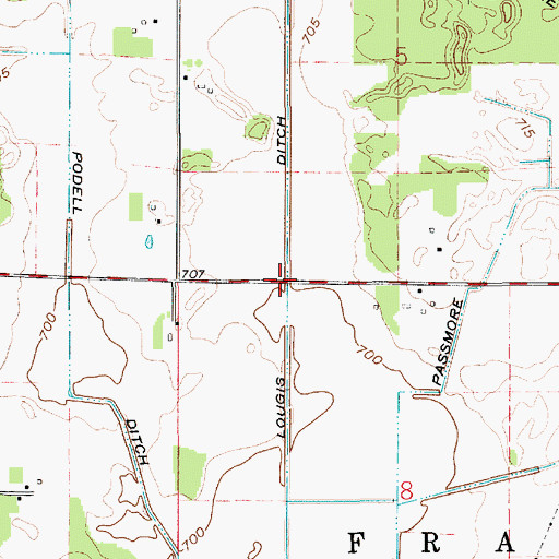 Topographic Map of Lougis Ditch, IN