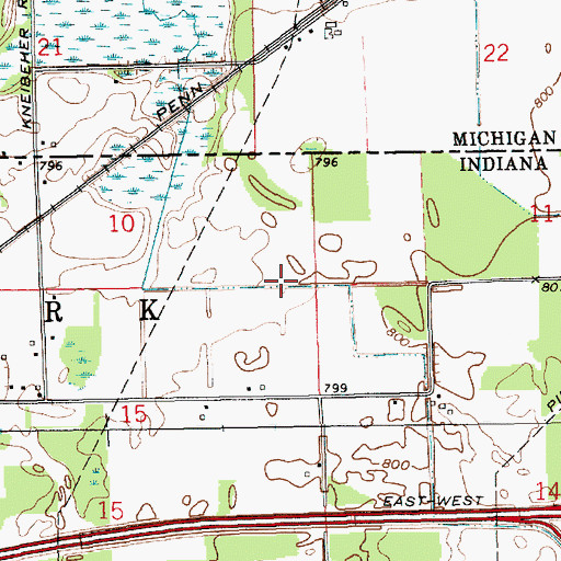 Topographic Map of Love Joy Ditch, IN