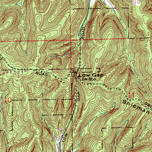 Topographic Map of Low Gap, IN