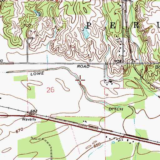 Topographic Map of Lowe Ditch, IN