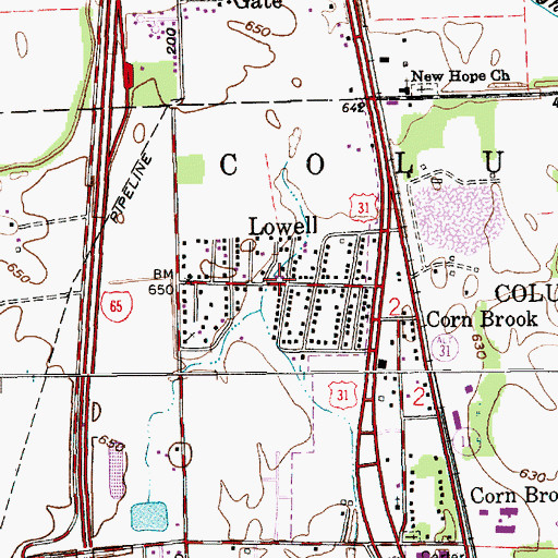 Topographic Map of Lowell, IN