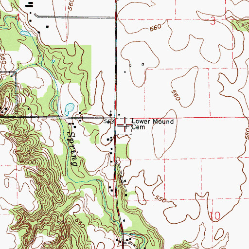 Topographic Map of Lower Mound Cemetery, IN