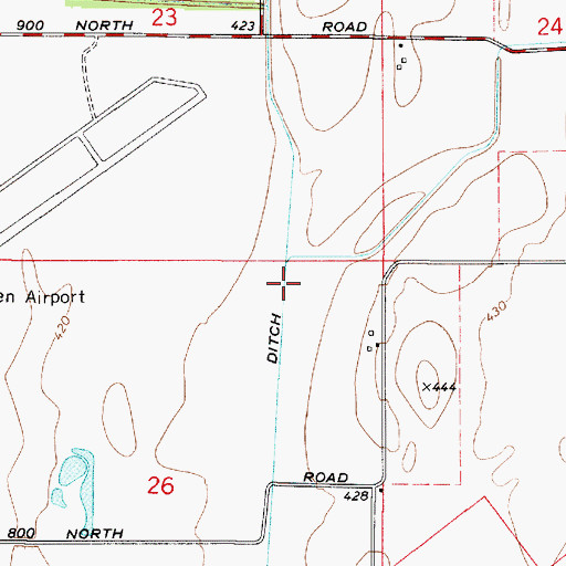 Topographic Map of Lower Shaker Prairie Ditch, IN