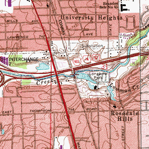 Topographic Map of Lowman Creek, IN