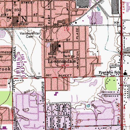 Topographic Map of Lowmandale, IN
